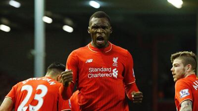Christian Benteke shown with Liverpool last December. Lindsey Parnaby / AFP / December 26, 2015