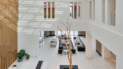 Looking down on the central hub from the first floor.