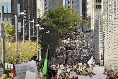 Hundreds of thousands of people turned out for the march. AFP