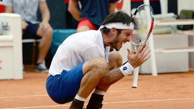 Leonardo Mayer of Argentina celebrates winning the Hamburg Open over David Ferrer on Sunday. Daniel Reinhardt / EPA / July 20, 2014