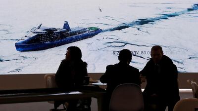 Participants at the International Arctic Forum in St Petersburg, Russia. Novatek is pushing its LNG exports. EPA