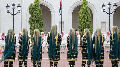 An Omani traditional dance is performed during the reception. Photo: UAE Presidential Court