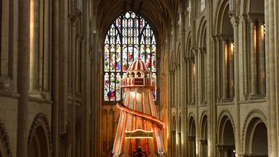 A large helter skelter has been installed inside Norwich Cathedral, England
