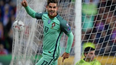 Portugal forward Andre Silva celebrates scoring the second goal. Vincent West / Reuters