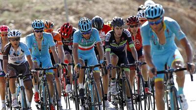 Italian rider Vincenzo Nibali, centre, of Astana Pro Team rides during the final stage of the Tour of Oman on Friday. Sebastien Nogier / EPA