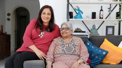 Kamini Kannan, pictured with her mother Lalitha, was stuck outside of the UAE for four months, She said India's prolonged lockdown was necessary, but that cases are spiralling out of control this summer. Pawan Singh / The National