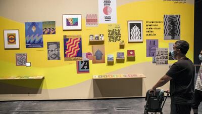 Inside the exhibition New Waves, featuring the work of Mohamed Melehi. Held in Concrete, the show requires pre-booking to enter. Antonie Robertson / The National