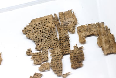 A 2nd-century fragment comprising lines 1–30 of Book II of Homer’s Iliad at Abu Dhabi International Book Fair. Victor Besa / The National