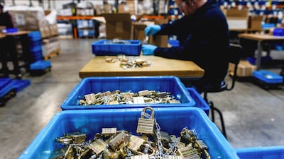 A worker at the Pacific Lock factory in Valencia, California. Reuters
