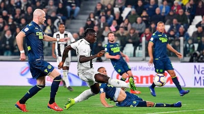 Moise Kean scores his first against Udinese. ANSA via AP