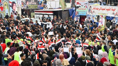 Iraqi students take part in an anti-government march calling for an overhaul of the political system in the southern Iraqi city of Nasiriyah. AFP