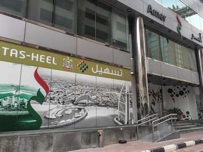 Visa processing centres such as the Amer branch in Deira, Dubai are up and running again after closing as part of Covid-19 safety measures. Antoine Robertson / The National