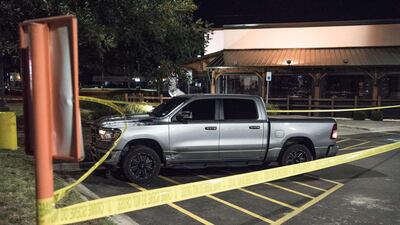 Police tape marks the scene outside a Twin Peaks restaurant after multiple people were shot in Odessa, Texas. Officials say an unidentified suspect was shot and killed after killing 5 people and injuring 21 in Odessa and nearby Midland. AFP