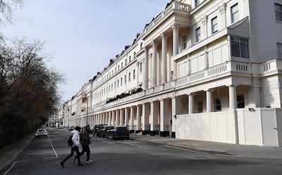 Boarded-up Belgravia mansions. EPA