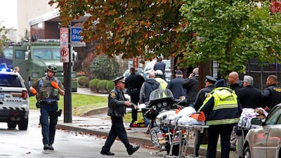 First responders surround the Tree of Life Synagogue. AP Photo