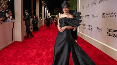 Saudi actress Mila Al Zahrani wearing Dana Almulla. AFP