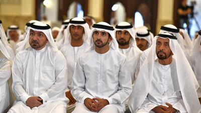 Sheikh Hamdan bin Mohammed, Dubai Crown Prince, at Sheikh Rashid Mosque for Eid prayers.