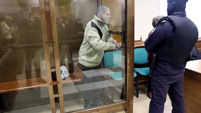 US citizen Stephen Hubbard, pictured in a Moscow court in 2024, had been serving a nearly seven-year prison sentence in Russia. AFP