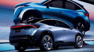 Nissan's Ariya concept car is displayed during the Tokyo Motor Show. The company is looking at aggressive cost cutting measures. Reuters