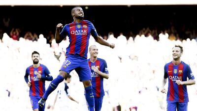 Rafinha Alcantara of Barcelona celebrates after scoring his team’s second goal during the Primera Liga match against Deportivo La Coruna at Camp Nou stadium on October 15, 2016 in Barcelona, Spain. Barcelona won the match 4-0. David Ramos / Getty Images