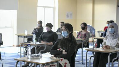 Researchers found that test anxiety did not predict exam performance over and above students’ knowledge level in the mock exams. Khushnum Bhandari / The National