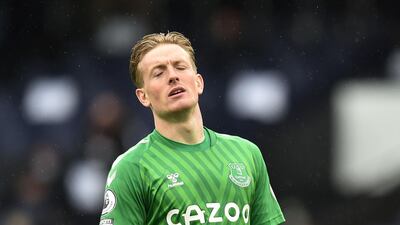 Everton's Jordan Pickford had a forgettable day on Sunday. Reuters