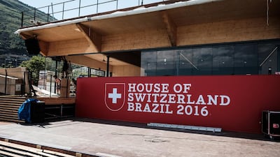 Baixo Swica, the Switzerland hospitality house for the Rio 2016 Olympic Games, located at the baseball field beside Rodrigo de Freitas Lagoon in Rio de Janeiro. Yasuyoski Chiba / AFP