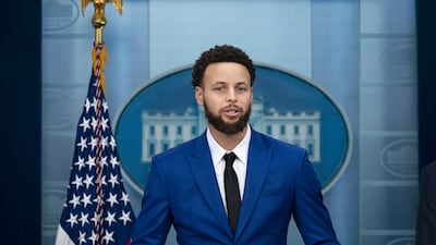 Curry, of the NBA's Golden State Warriors, speaks during a news conference at the White House. Bloomberg