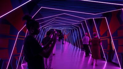 The tunnel features installations of contemporary Indigenous art.