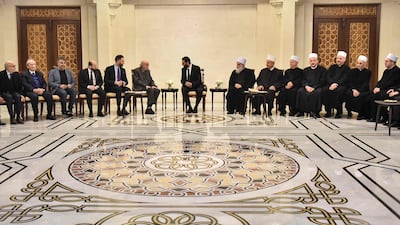 Walid and Taymur Jumblatt in talks with Mr Al Shara, Syria’s interim prime minister Mohammed Al Bashir and Druze leaders in Damascus. AFP