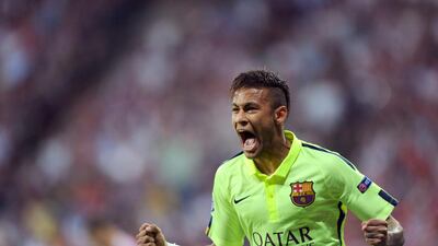Barcelona's Neymar celebrates scoring his side's first goal against Bayern Munich on Tuesday in the second leg of the Champions League semi-final at the Allianz Arena. Tobias Hase / AP / DPA