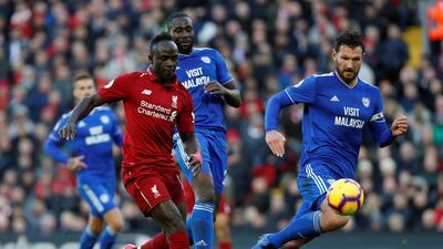 Liverpool's Sadio Mane scores his side's fourth goal. Reuters