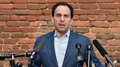 Louisville mayoral candidate Craig Greenberg speaks during a news conference in Louisville, Kentucky, on February 14, 2022, after he was shot at during in his campaign office. AP