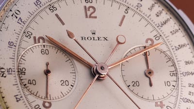 Rare 1940s Rolex Reference 4113 timepiece claims Dh17.3 million in Dubai auction. Photo: FutureGrail