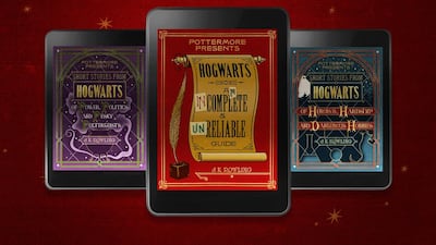 Short Stories from Hogwarts of Power, Politics and Pesky Poltergeists; Hogwarts: An Incomplete and Unreliable Guide; and Short Stories from Hogwarts of Heroism, Hardship and Dangerous Hobbies by JK Rowling are available as e-books now. Courtesy Pottermore