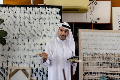Emirati Artist Juma Al Haj at his home studio in Sharjah. Antonie Robertson/The National