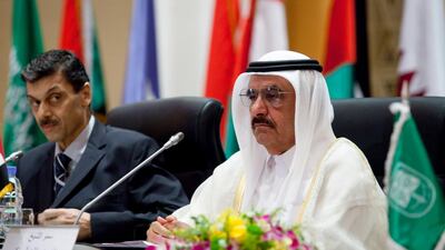 Sheikh Hamdan bin Rashid speaks at the opening session of the Annual Meetings of the Arab Financial Institutions and the Fourth Meeting of the Council of Arab Ministers of Finance on April 2, 2013. Razan Alzayani / The National