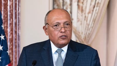 Egyptian Foreign Minister Sameh Shoukry speaks during a US-Egypt strategic dialogue event in Washington. AP