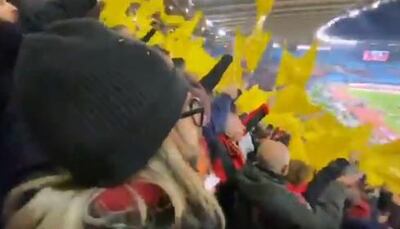 This screengrab from a social media post appears to show Daniele De Rossi at the match between Roma and Lazio. Courtesy Twitter