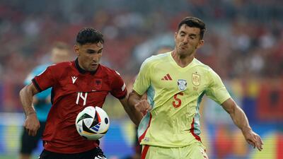 The Athletic Bilbao defender was calm covering throughout and stopping the Albanian attacks. Booked. AFP