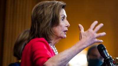 Speaker of the House Nancy Pelosi along with other Democratic members of Congress at a press conference in the Capitol. EPA