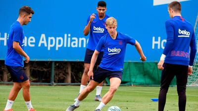 Barcelona's Dutch midfielder Frenkie de Jong controls the ball. AFP