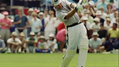 New Zealand great Martin Crowe bats against the West Indies during the Hong Kong International Cricket Sixes in October 1992. Robyn Beck / AFP