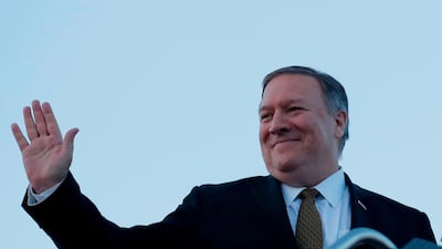 U.S. Secretary of State Mike Pompeo boards his plane in Kansas City, Missouri, on March 18, 2019. AFP
