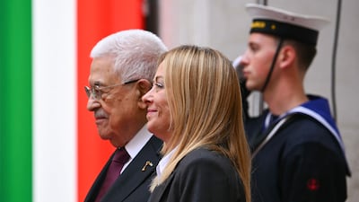 Italy's Prime Minister Giorgia Meloni and Palestinian Authority President Mahmoud Abbas met in Rome. AFP