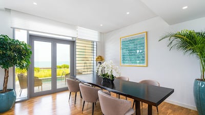 The floors are wooden throughout the property.