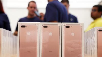 Smartphones such as the Apple iPhone 7 and 7 Plus could be a workaround to a laptop if you take a bluetooth keyboard along on your flight to the US. Pawan Singh / The National