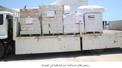 A UAE plane carrying medical supplies lands in Mogadishu. Wam