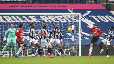 Bruno Fernandes scoring for United. AP
