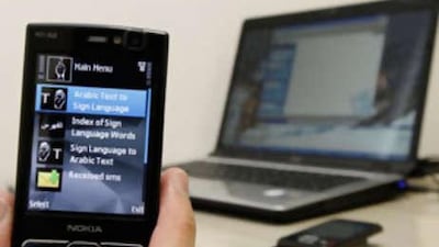 The mobile phone application helps deaf users translate texts into short sign language.